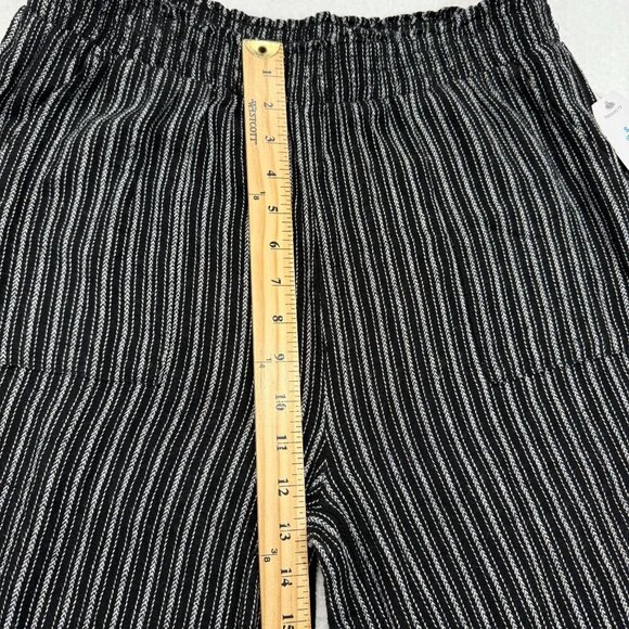 Time & Tru Linen Blend Wide Leg Pull On Pants Relaxed B&W Striped Boho Womens S - Picture 10 of 11